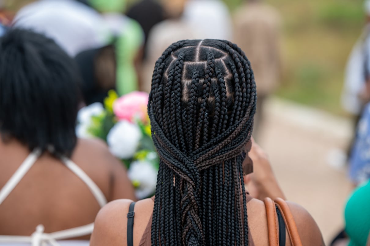 Rear View of Woman with Braided Hair